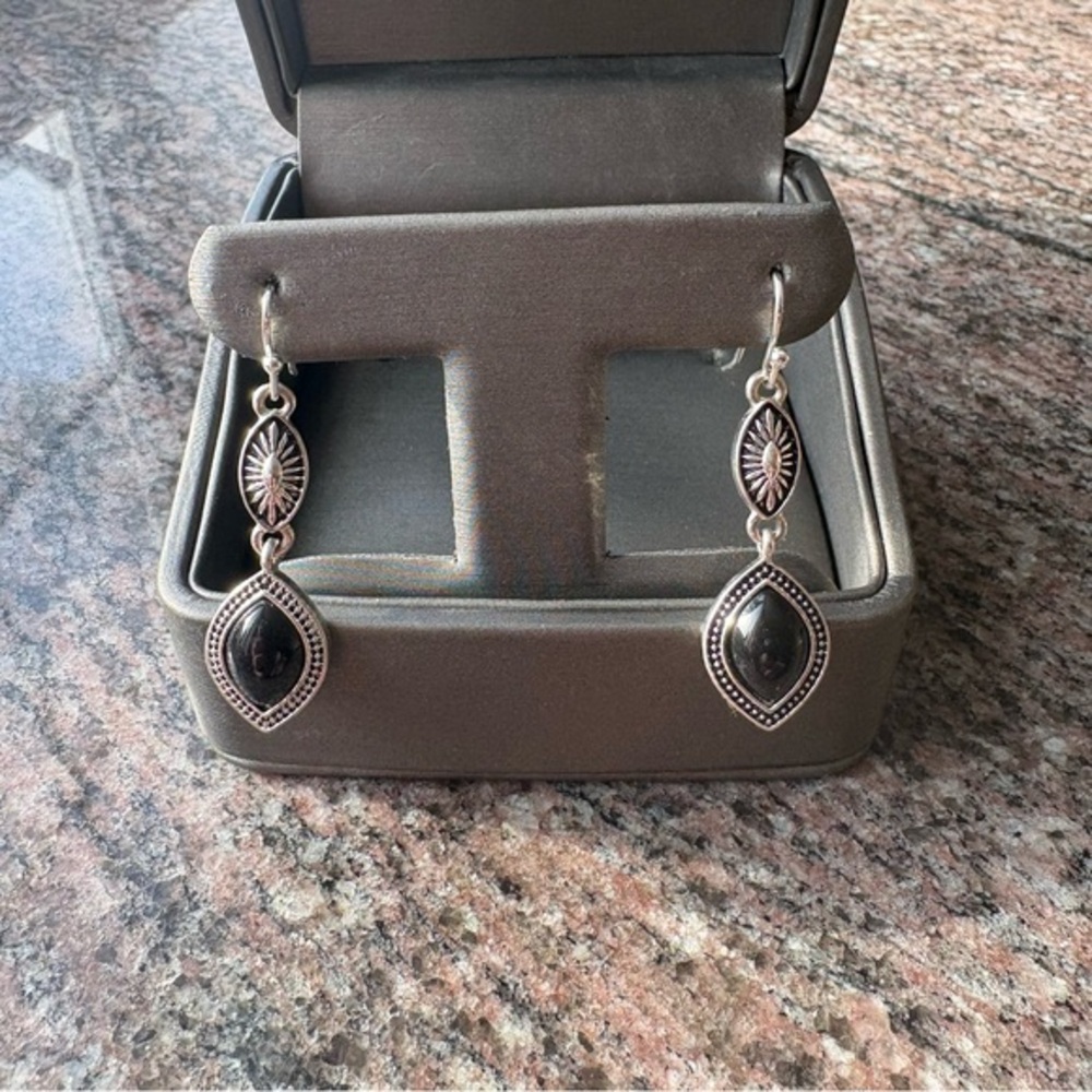 Napier - Black and Silver Drop Earrings